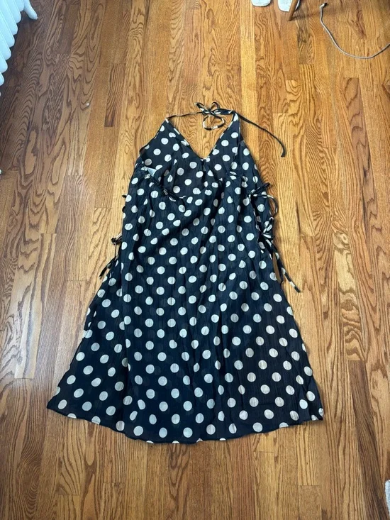 J. Crew Black Polka Dot Midi Dress swimsuit cover-up - Picture 7 of 7